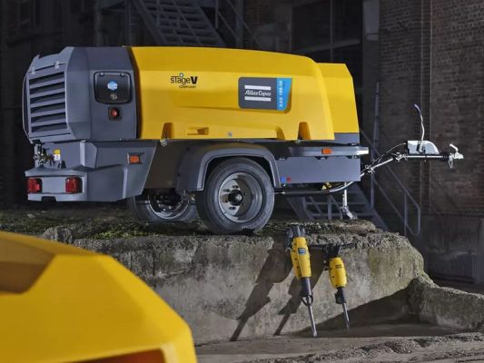 Portable air compressors for stone quarry operations 